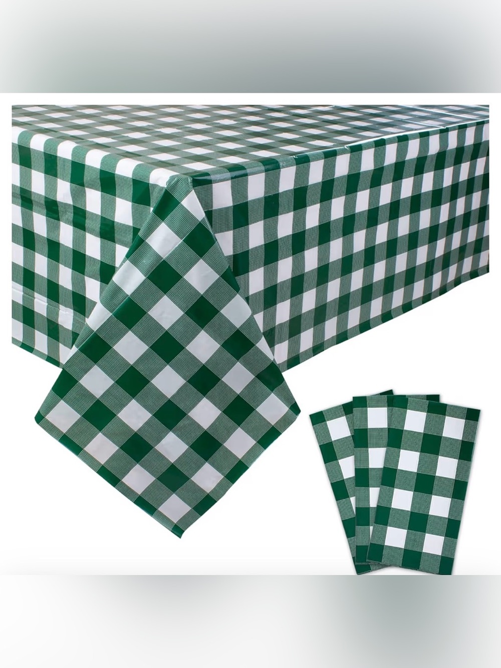 Green & White Checkered Table Cover